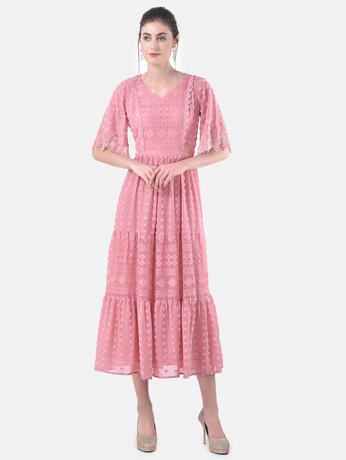 v-neck laced maxi dress - 17557279 - Very Small Image - 1