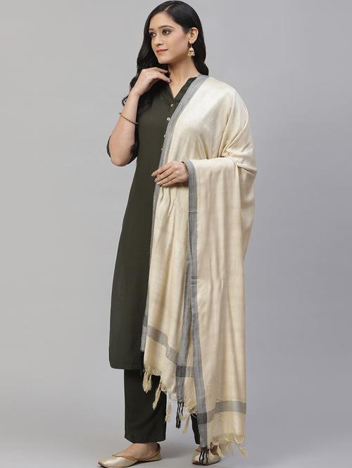 offwhite silk blend dupatta - 17557383 - Very Small Image - 1