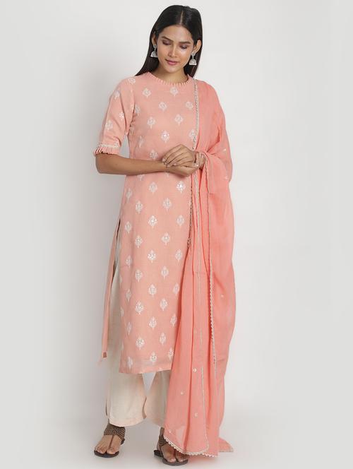 peach cotton suit set - 17557493 - Very Small Image - 1