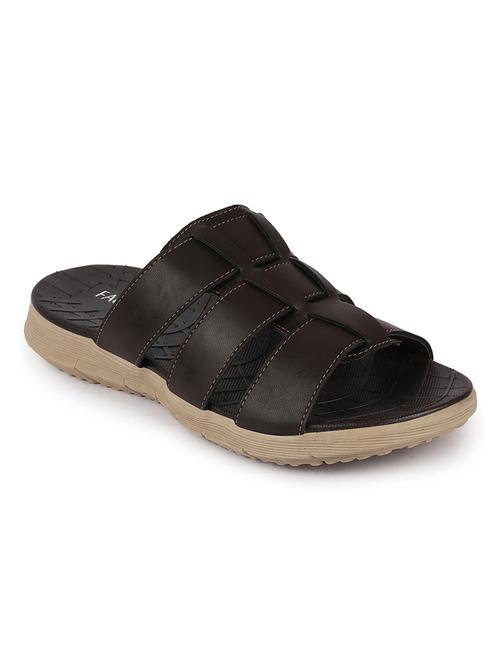 brown pu slip on slippers - 17557635 - Very Small Image - 1