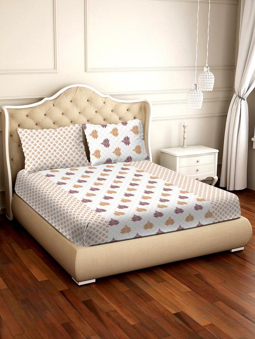 barcelona double bedsheet set super king size 250 tc cotton multi colour - 17558130 - Very Small Image - 1