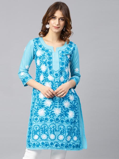 pink cotton straight kurta - 17559056 - Very Small Image - 1