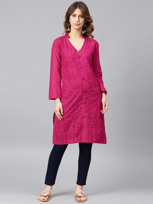 chikankari straight kurta - 17559063 - Very Small Image - 1
