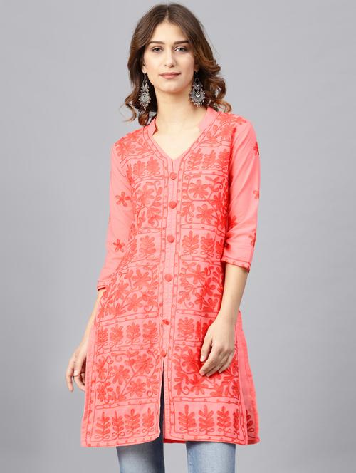 chikankari straight kurta - 17559066 - Very Small Image - 1