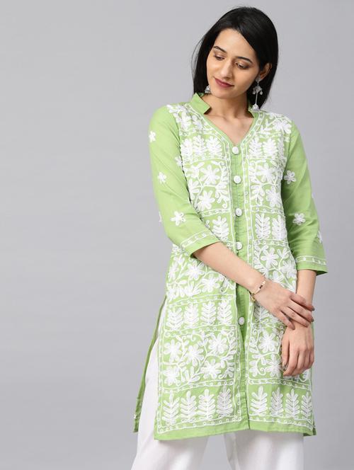 chikankari straight kurta - 17559067 - Very Small Image - 1