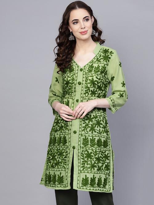 chikankari straight kurta - 17559068 - Very Small Image - 1