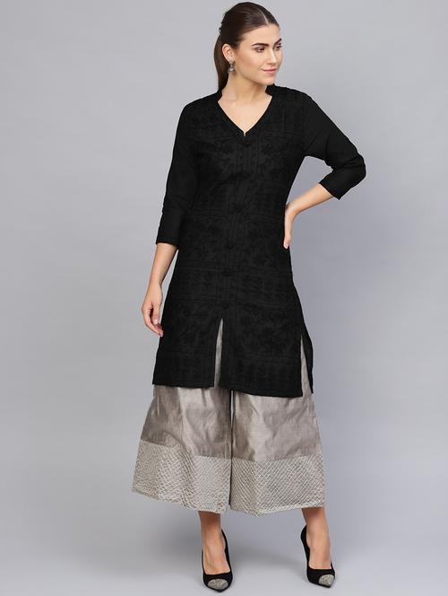 chikankari straight kurta - 17559073 - Very Small Image - 1