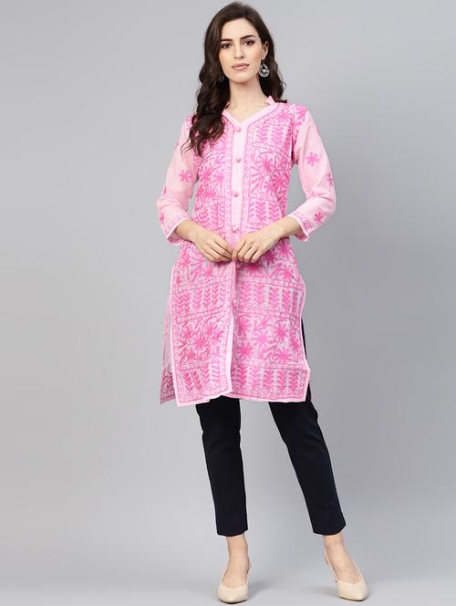 chikankari straight kurta - 17559081 - Very Small Image - 1