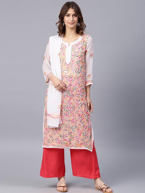 chikankari straight kurta - 17559093 - Very Small Image - 1