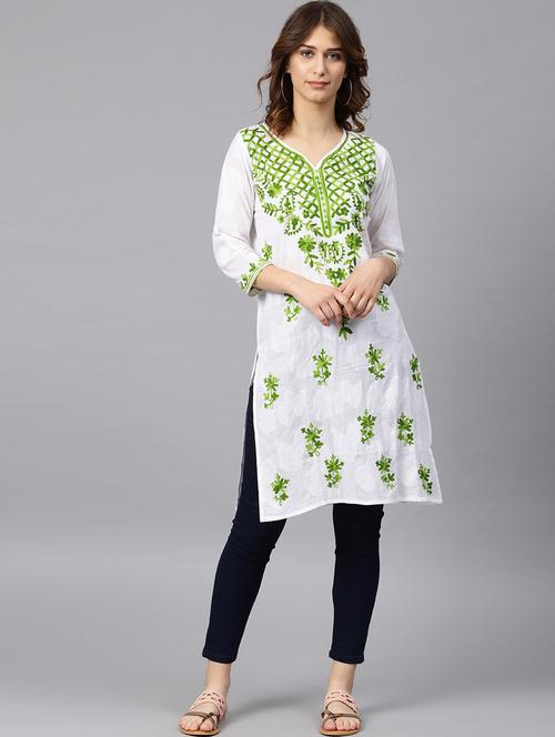 chikankari straight kurta - 17559097 - Very Small Image - 1