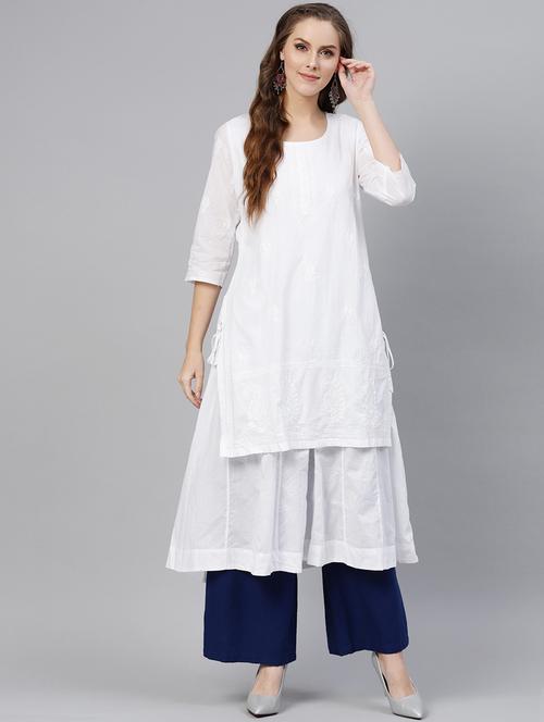 chikankari straight kurta - 17559098 - Very Small Image - 1