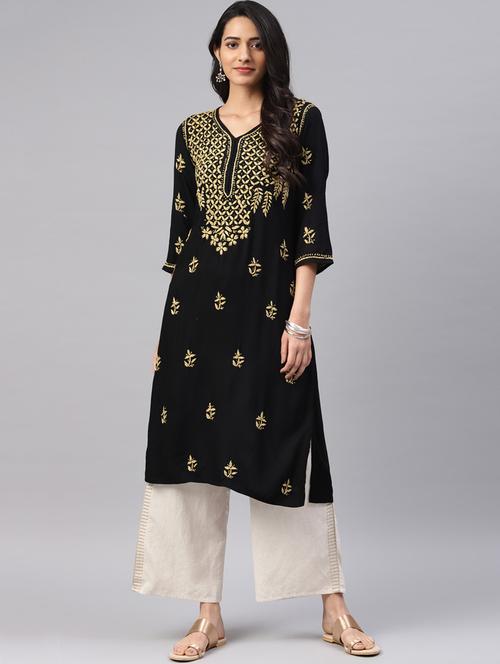 chikankari straight kurta - 17559107 - Very Small Image - 1
