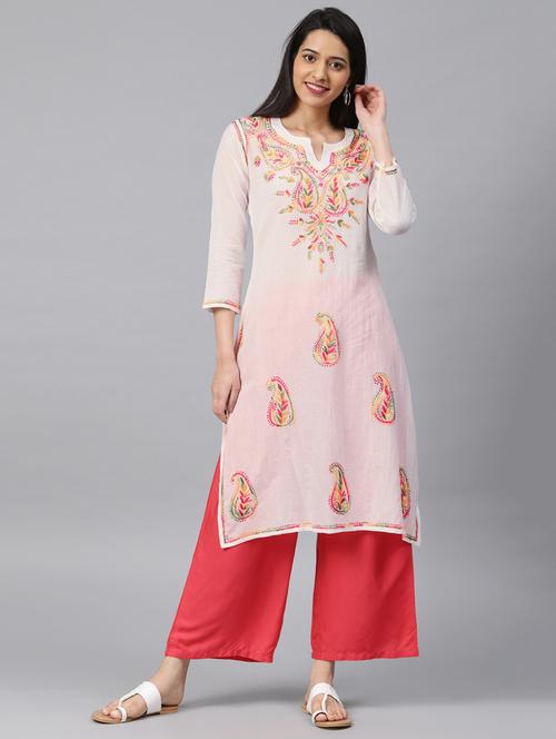 chikankari straight kurta - 17559112 - Very Small Image - 1