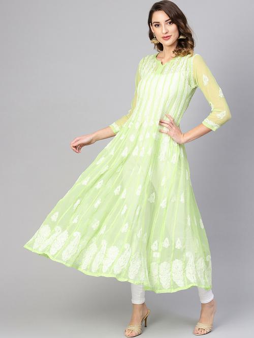 chikankari flared kurta - 17559120 - Very Small Image - 1