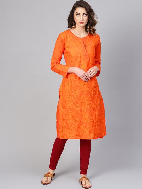 chikankari straight kurta - 17559122 - Very Small Image - 1