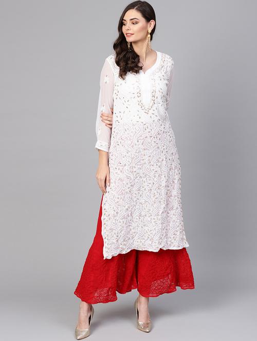 chikankari straight kurta - 17559125 - Very Small Image - 1