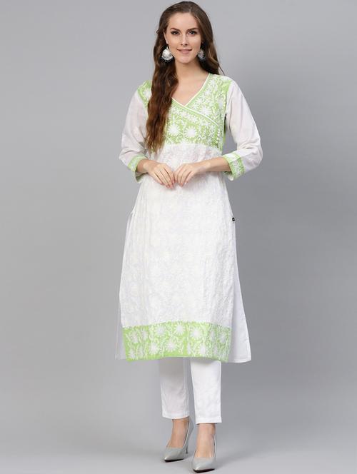 chikankari straight kurta - 17559126 - Very Small Image - 1
