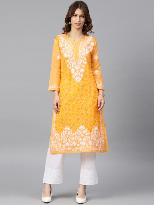 chikankari straight kurta - 17559130 - Very Small Image - 1