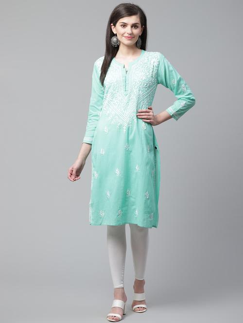 chikankari straight kurta - 17559132 - Very Small Image - 1