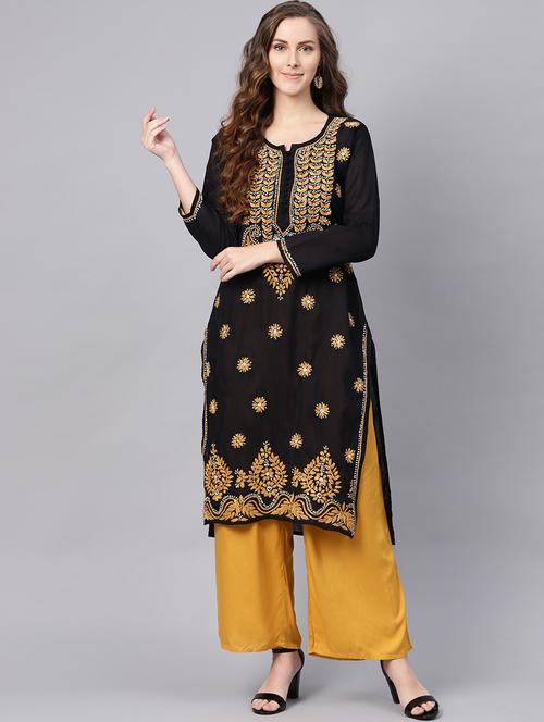 chikankari straight kurta - 17559135 - Very Small Image - 1