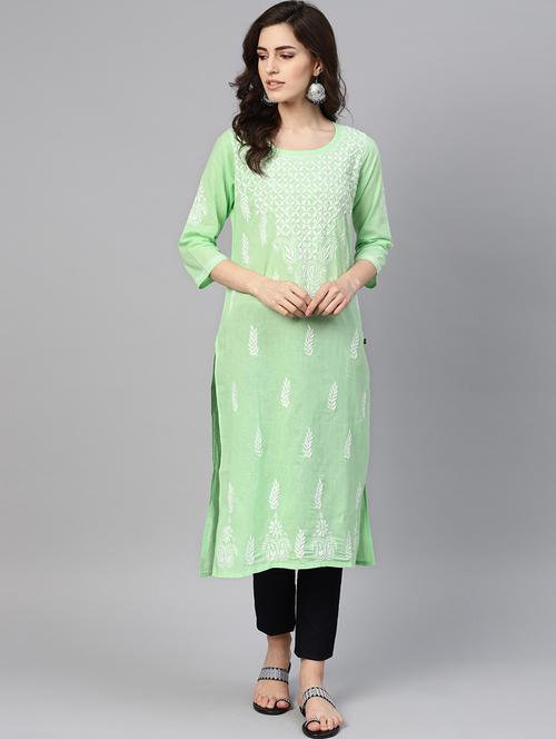 chikankari straight kurta - 17559139 - Very Small Image - 1