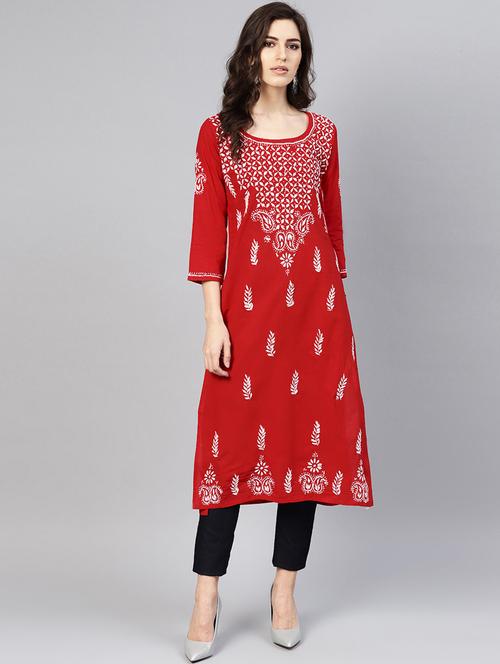 chikankari straight kurta - 17559145 - Very Small Image - 1