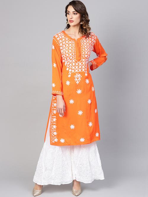 chikankari straight kurta - 17559146 - Very Small Image - 1