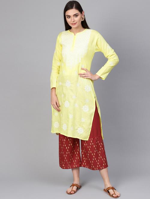 chikankari straight kurta - 17559155 - Very Small Image - 1