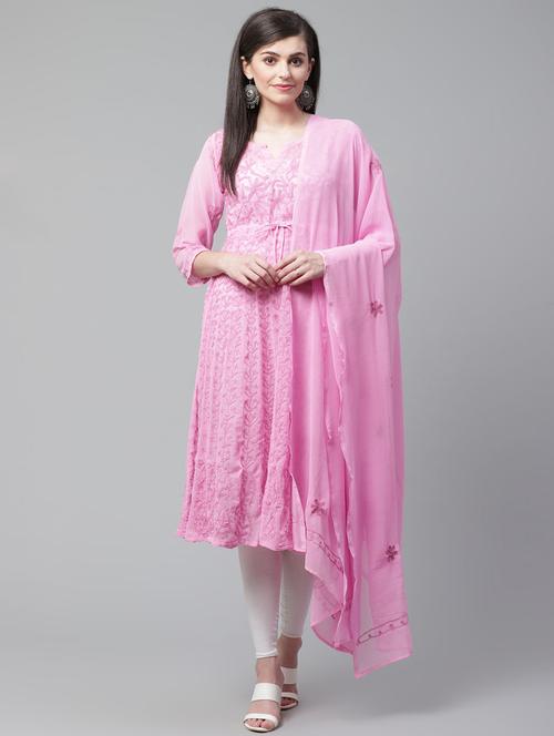 chikankari anarkali kurta - 17559166 - Very Small Image - 1