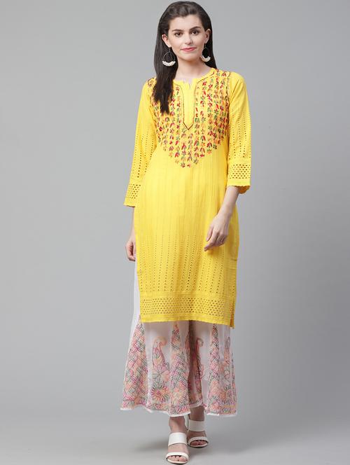 chikankari straight kurta - 17559182 - Very Small Image - 1