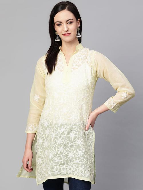 chikankari straight kurti - 17559183 - Very Small Image - 1