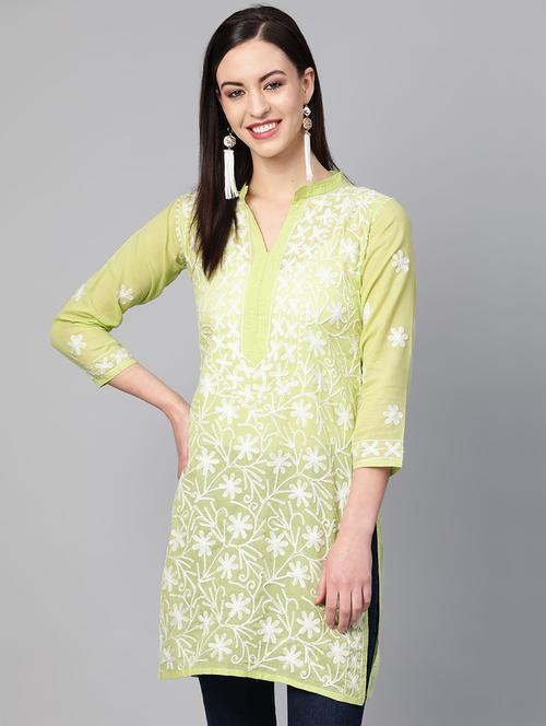 chikankari straight kurti - 17559184 - Very Small Image - 1