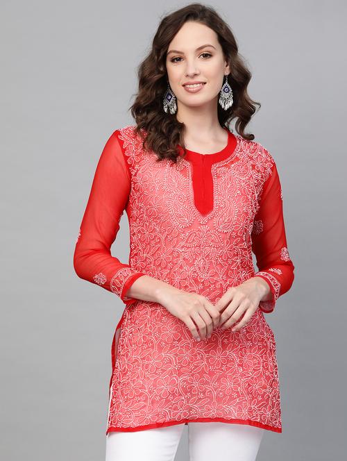 chikankari straight kurti - 17559194 - Very Small Image - 1