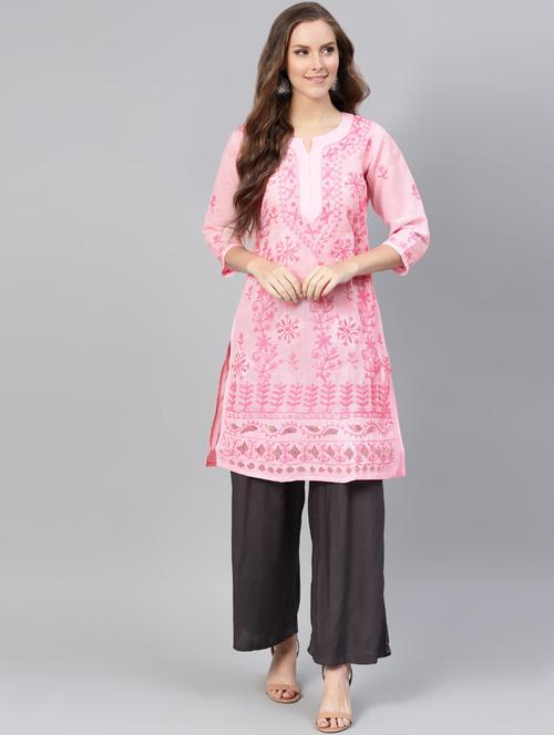 chikankari straight kurta - 17559199 - Very Small Image - 1