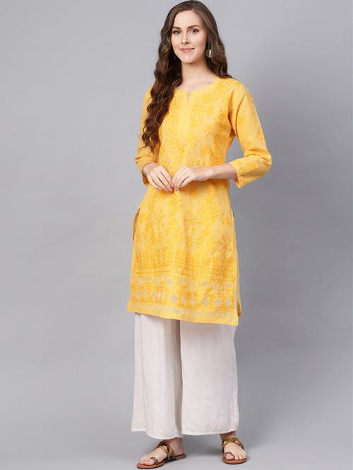 chikankari straight kurta - 17559200 - Very Small Image - 1