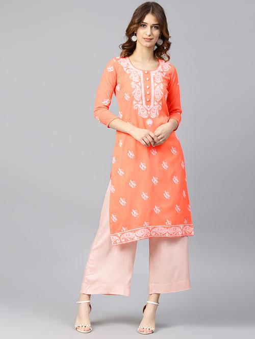 chikankari straight kurta - 17559207 - Very Small Image - 1