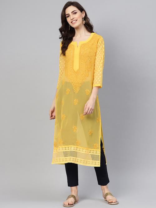 chikankari straight kurta - 17559218 - Very Small Image - 1