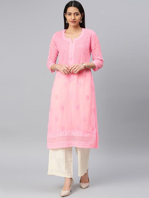 chikankari straight kurta - 17559220 - Very Small Image - 1