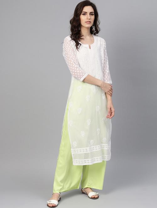 chikankari straight kurta - 17559221 - Very Small Image - 1