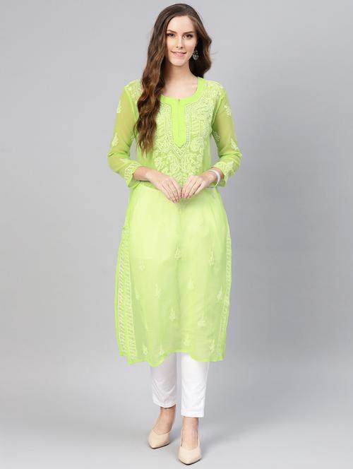 chikankari straight kurta - 17559222 - Very Small Image - 1