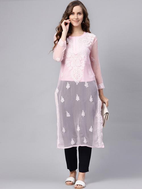 chikankari straight kurta - 17559226 - Very Small Image - 1