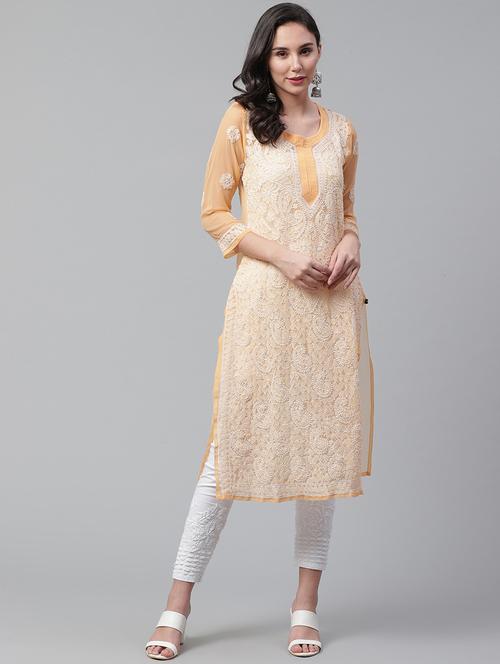 chikankari straight kurta - 17559241 - Very Small Image - 1