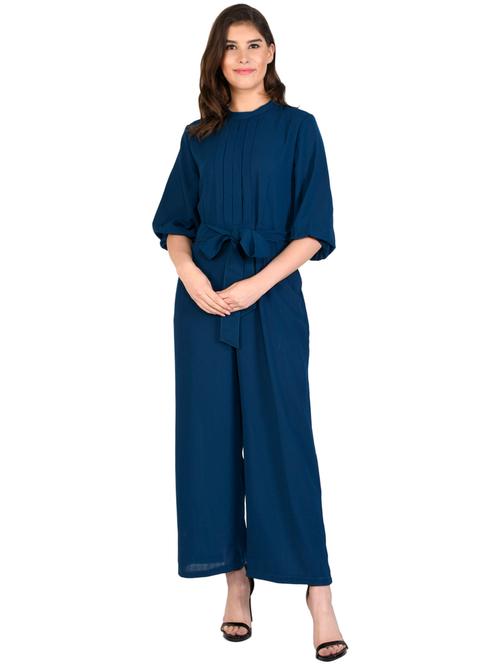 tie front full leg jumpsuit - 17559455 - Very Small Image - 1