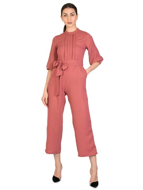 tie front full leg jumpsuit - 17559456 - Very Small Image - 1