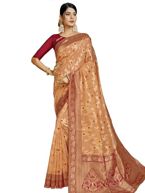 jacquard work woven saree with blouse - 17559505 - Very Small Image - 1