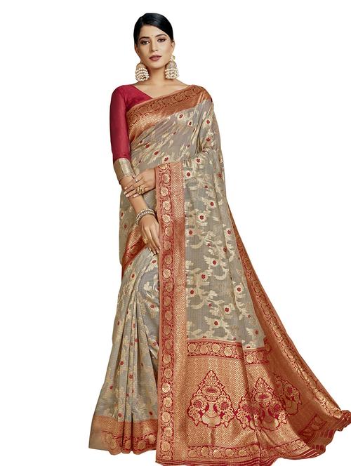 jacquard work woven saree with blouse - 17559507 - Very Small Image - 1