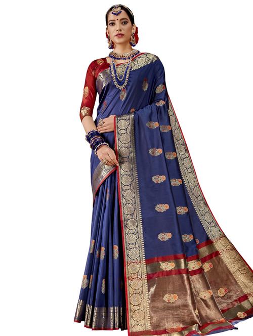 jacquard woven saree with blouse - 17559531 - Very Small Image - 1