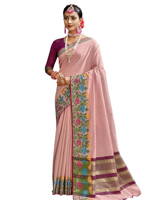 floral bordered saree with blouse - 17559533 - Very Small Image - 1