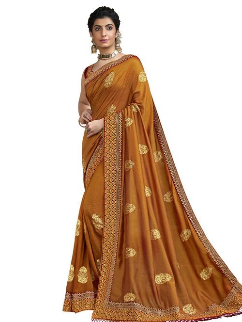 ethnic motifs embroidered saree with blouse - 17559539 - Very Small Image - 1