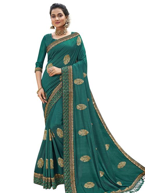 ethnic motifs embroidered saree - 17559540 - Very Small Image - 1